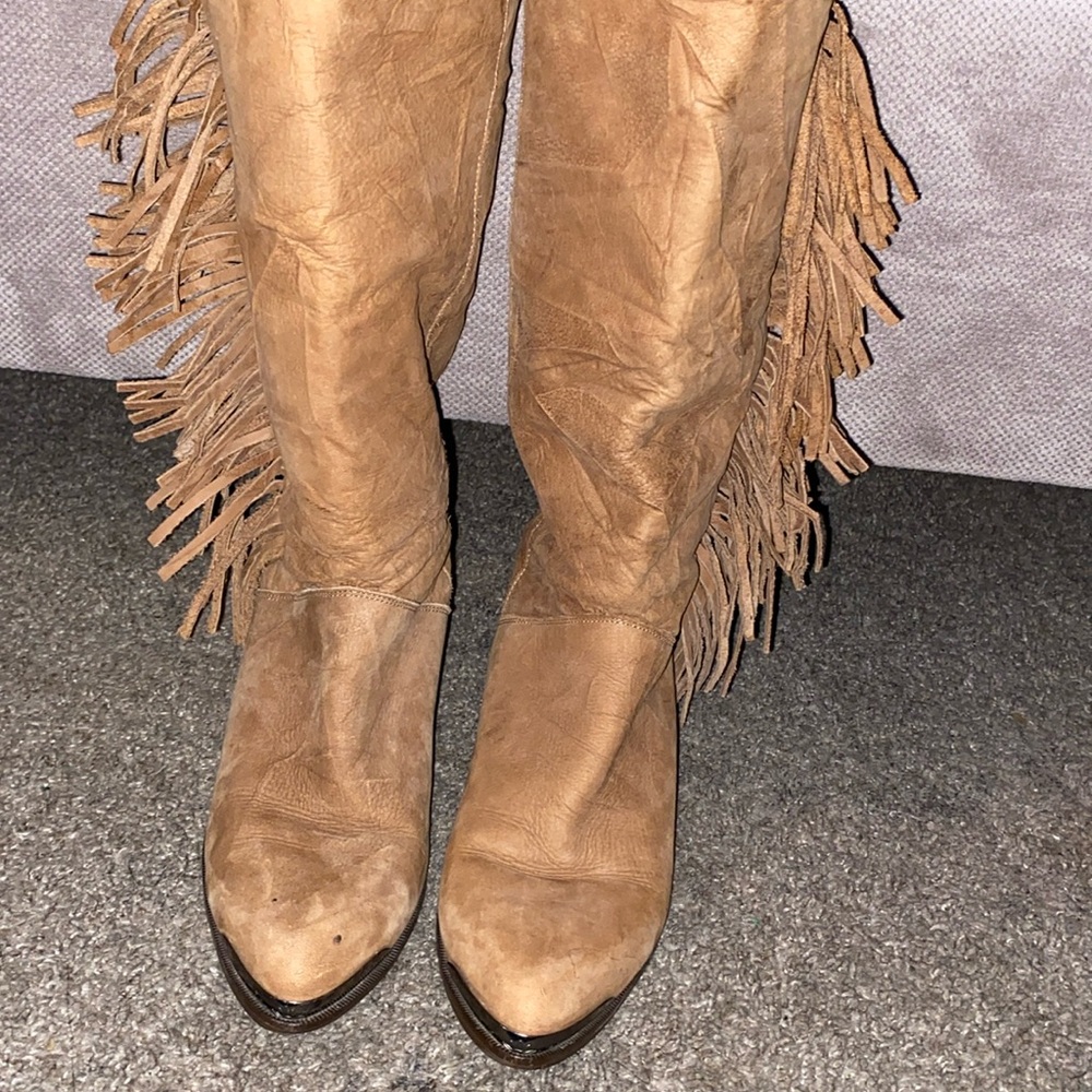 Bootalinos Tan Fringe Boots